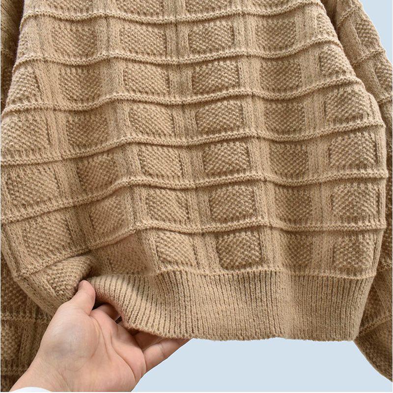 Autumn and Winter Thermal round-Neck Loose and Lazy Style Pure Color Knitting Sweater Pullover Tops Women's Clothing