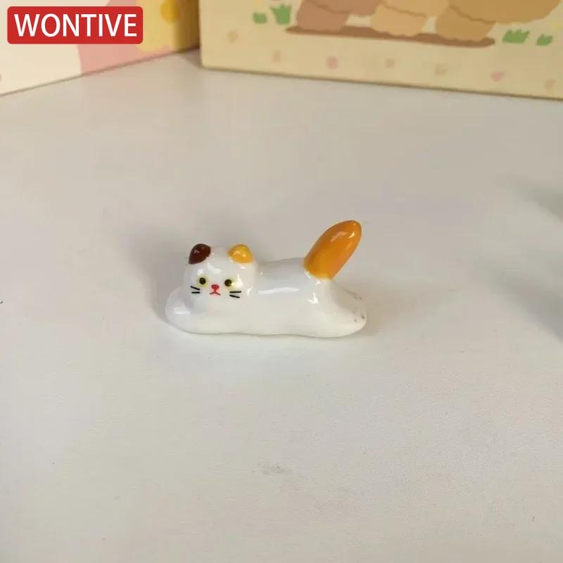 Ceramic Cute Cat Chopstick Holder Tableware Japanese Style Underglaze Restaurant Simple Oval Spoon Bracket Utensil for Kitchen