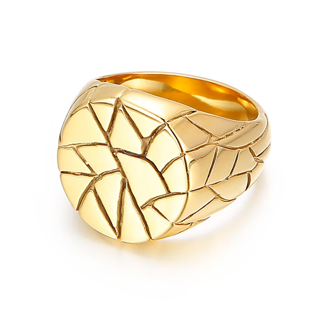 New Fashionable Round 21MM Irregular Crack Ring Stainless Steel Diamond Pattern Wide Version Men Ring