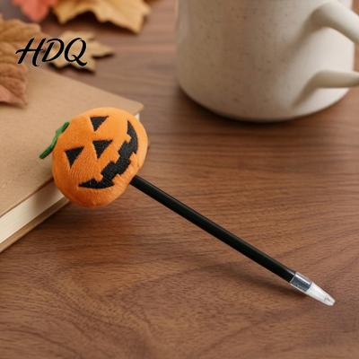 Rollerball Pen Halloween Pumpkin Gel Ink Pen, 0.7mm with Plush Pumpkin, Smooth Writing Novelty Black for Party Favors, Gift Supplies Ergonomic