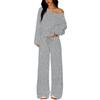 European & American Women's Solid Color Long Sleeve Top & Wide Leg Pants Two-Piece Casual Set - Spring Lazy Style