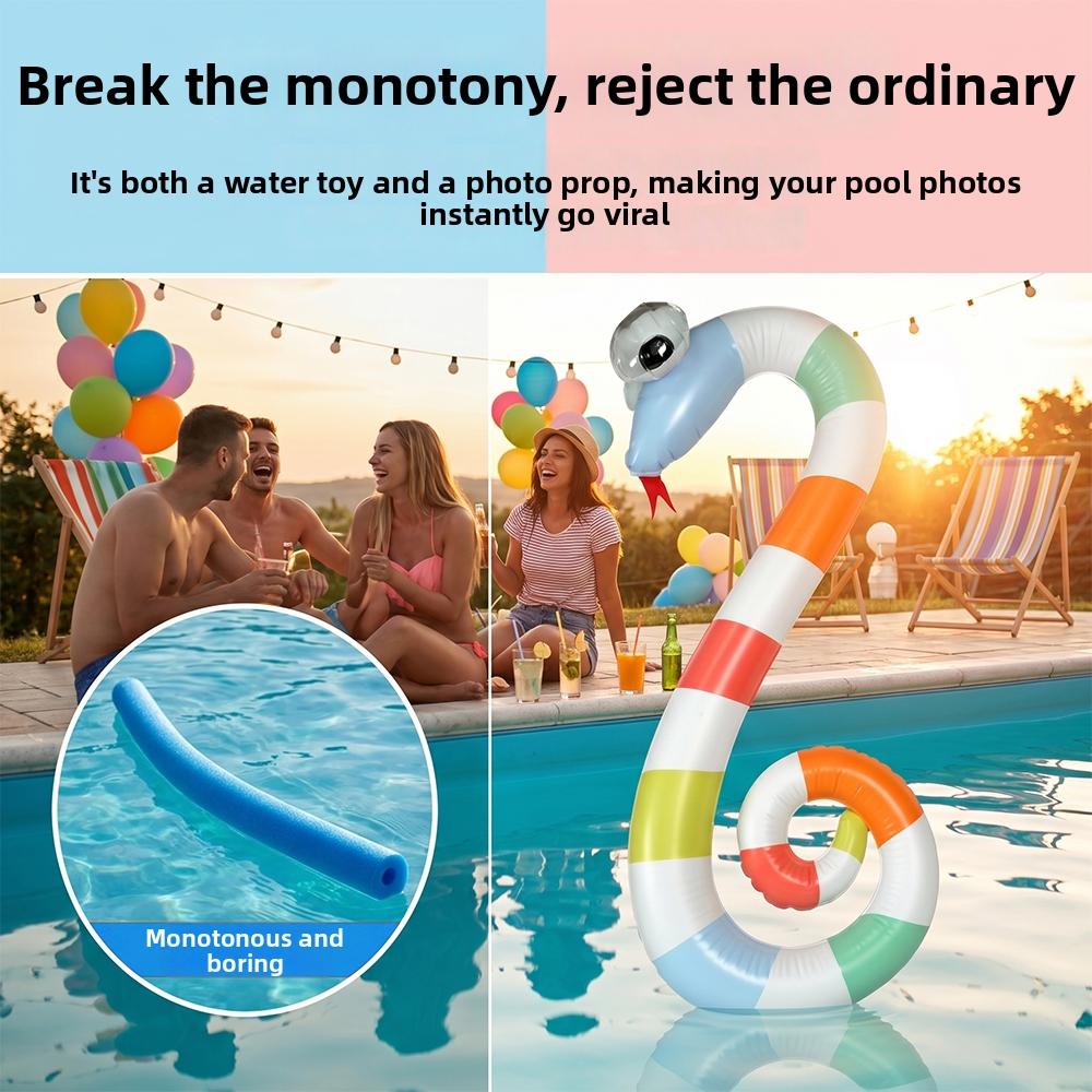 Inflatable Snake Pool Noodle PVC Blow Up Wavy Floating Stick Adult Kids Swimming Training Float Water Beach Game Toy