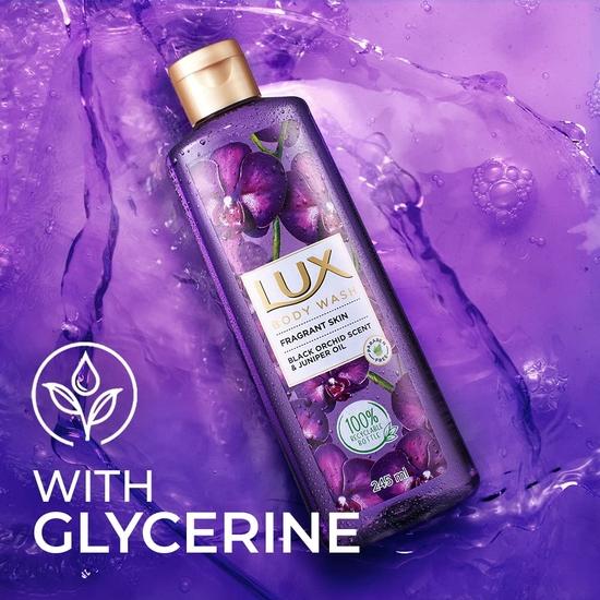 LUX Shower Gel, Black Orchid Fragrance & Juniper Oil Bodywash, With Glycerine For Soft Skin, Long Lasting Fragrance, Paraben Free, 245 Ml (Pack of 3)