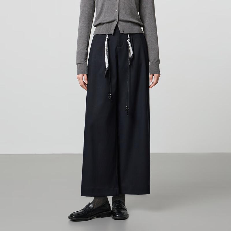 FivePlus Women's Straight-Leg Pants with Silk Scarf Belt