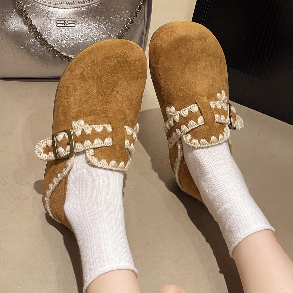 Retro Two-wear Round-headed Boken Shoes In the Autumn of 2025, New Versatile Casual Women's Shoes, Lazy One-pedal Single Shoes Women