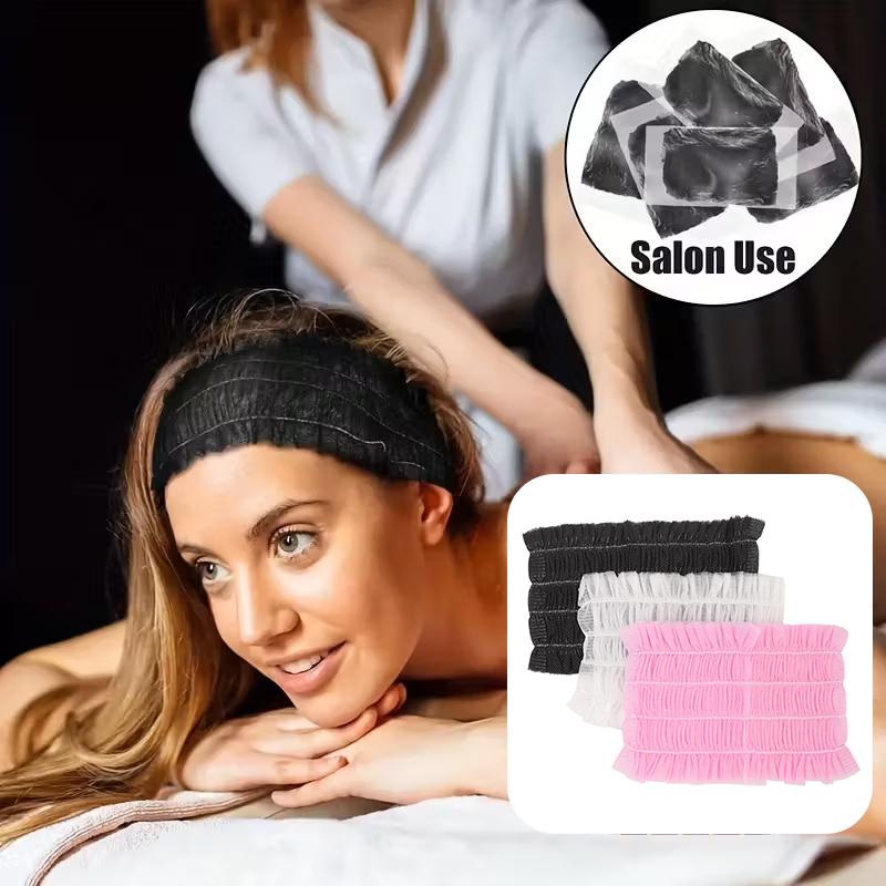 20/50/100Pcs Disposable Spa Headbands Soft Non- Elastic Facial Hair Bands For Sauna, Facial Cleansing, Skincare & Makeup
