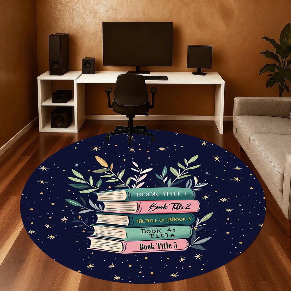 1pc books starry night Round Chair mat Area Rug - Non-Slip, Floor Mat for Office, Bedroom, and Indoor Decor c1118154