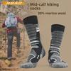 30% Merino Wool Outdoor Hiking Mid-Tube Socks - Thick & Warm for Sports & Mountaineering