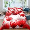 Rose Flower Bedding Set Valentine's Day Duvet Cover Romantic Couple Theme Comforter Cover Red Flower Blossom Petals Quilt Cover