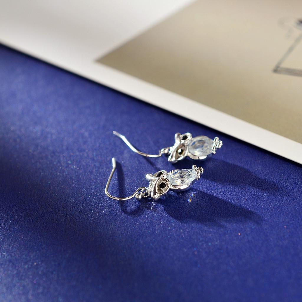 Elegant Rose Gold And Zirconia Owl Stud Earrings For Women Fashionable Animal Style