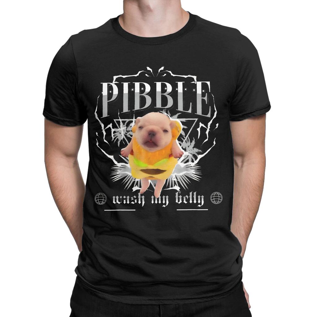 Unisexové tričko s krátkým rukávem a vtipným meme s motivem Pibble Wash My Belly pro všechna roční období, 100% bavlna.