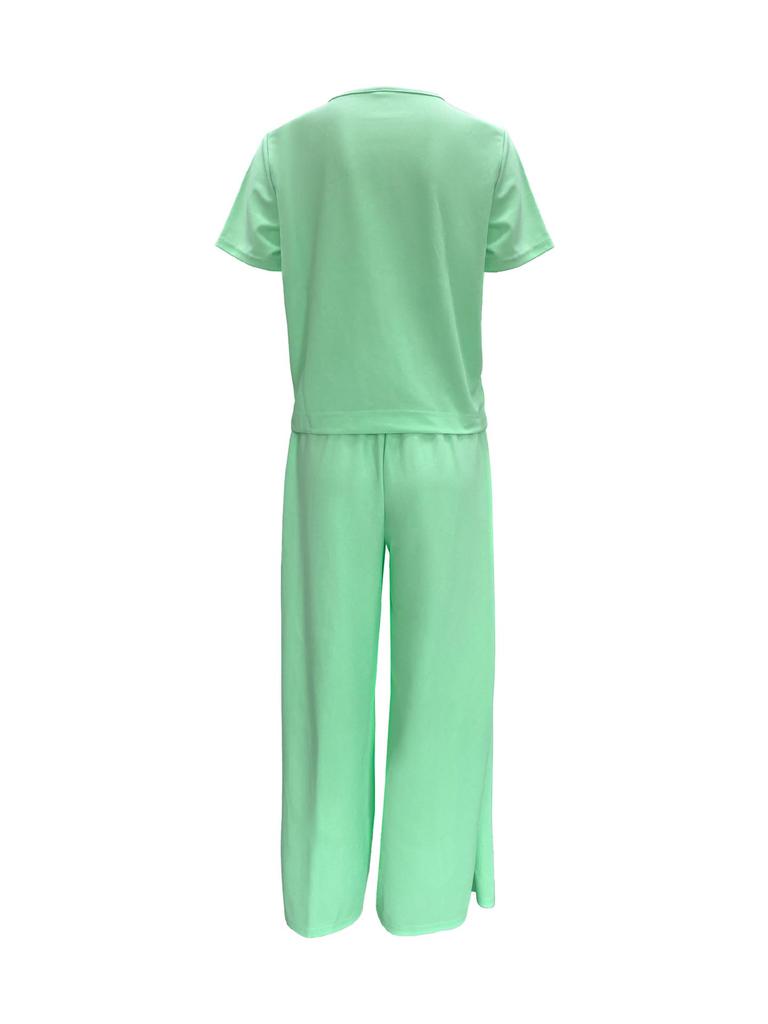 Plus Size Casual Short Sleeve Sportswear Set - Spring/Summer Fashion