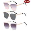 3pcs New Women Rimless Square Sunglasses Chain Leg Design Sun Glasses For Female Alloy Gradient Cutting Lens Eyeglasses UV400