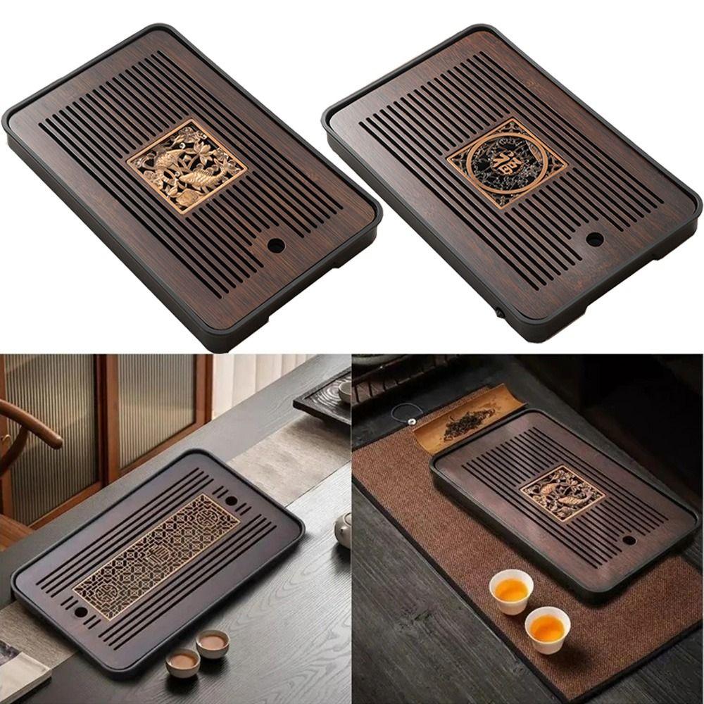 Szybki drenaż Bambusowa taca do herbaty ze zbiornikiem na wodę drenażową Stół do zestawu herbaty Gongfu Gospodarstwo domowe