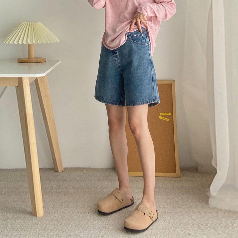 High-Waisted Korean-Style Women's Denim Shorts - Loose, Slimming, Mid-Length Wide-Leg Design for Summer