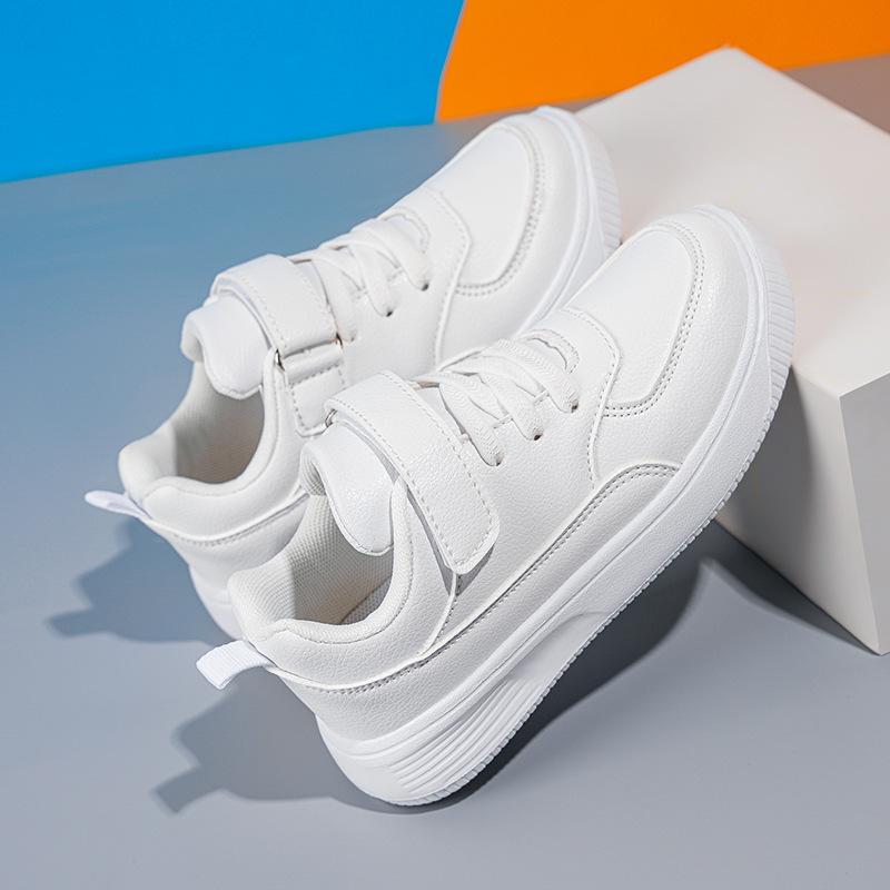 Boys' sports shoes 2025 spring new children's solid color white shoes middle and older children's students white casual shoes girl