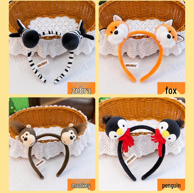 Cute Cartoon Plush Animal Ears Headband - Funny Face-Washing Hair Accessory
