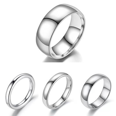 Eenvoudige 2/3/4/6/8mm RVS Trouwringen Zilverkleur Glad Dames Heren Koppelring Mode Sieraden Cadeau VO01