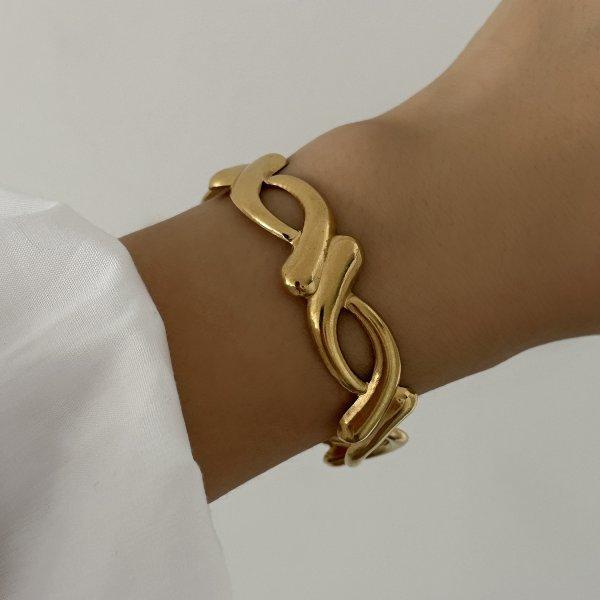 Personality Exaggerated Stainless Steel Irregular Bangle for Women Chic Stackable Seaside Vacation Party Jewelry Accessories
