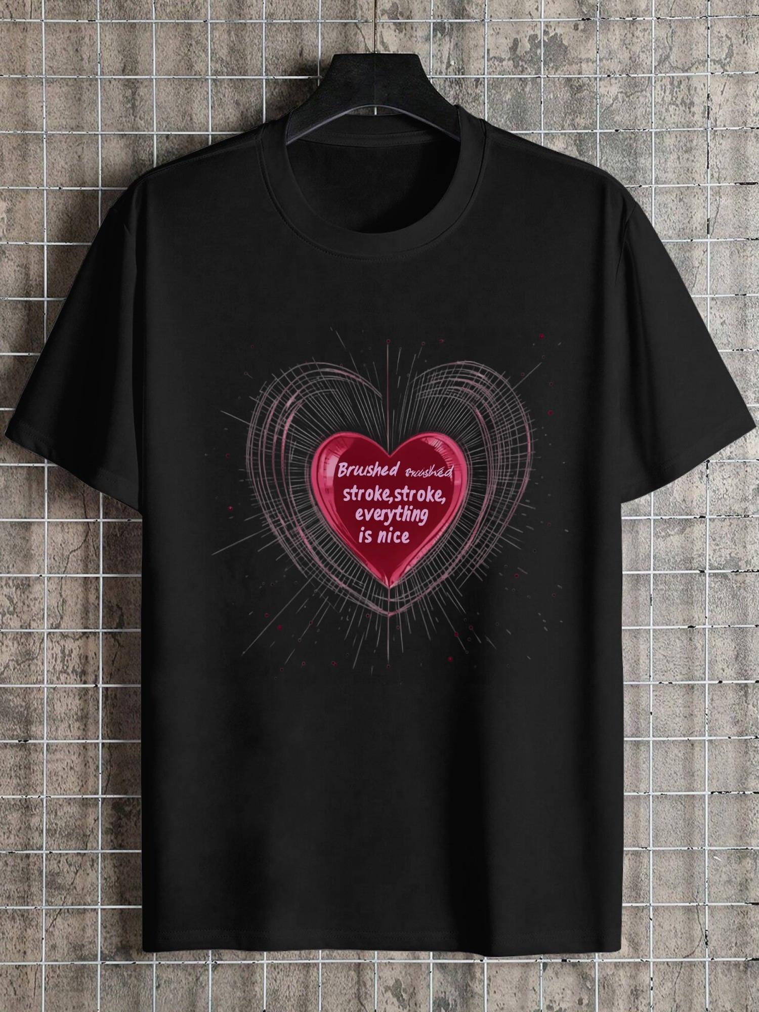 1pc Heart-shaped geometric patterned T-shirt M