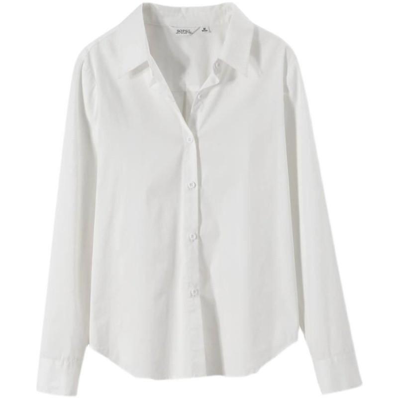 Volná bílá košile líného stylu pro ženy na jaře a na podzim Nová francouzská top Profesionální Temperament Světlá košile ve stylu Hong Kong