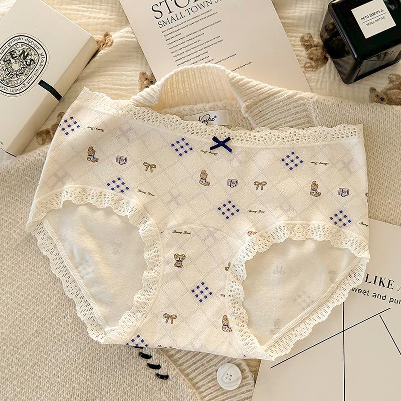 Women's Spring and Autumn Vintage Pure Cotton 10A Class Antibacterial Extended Crotchy Waist Triangle Briefs