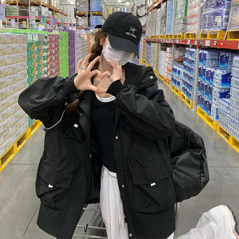 Women's Spring and Autumn New Multi-Pocket Windbreaker Jacket Women's Work Style Loose Large Size Jacket