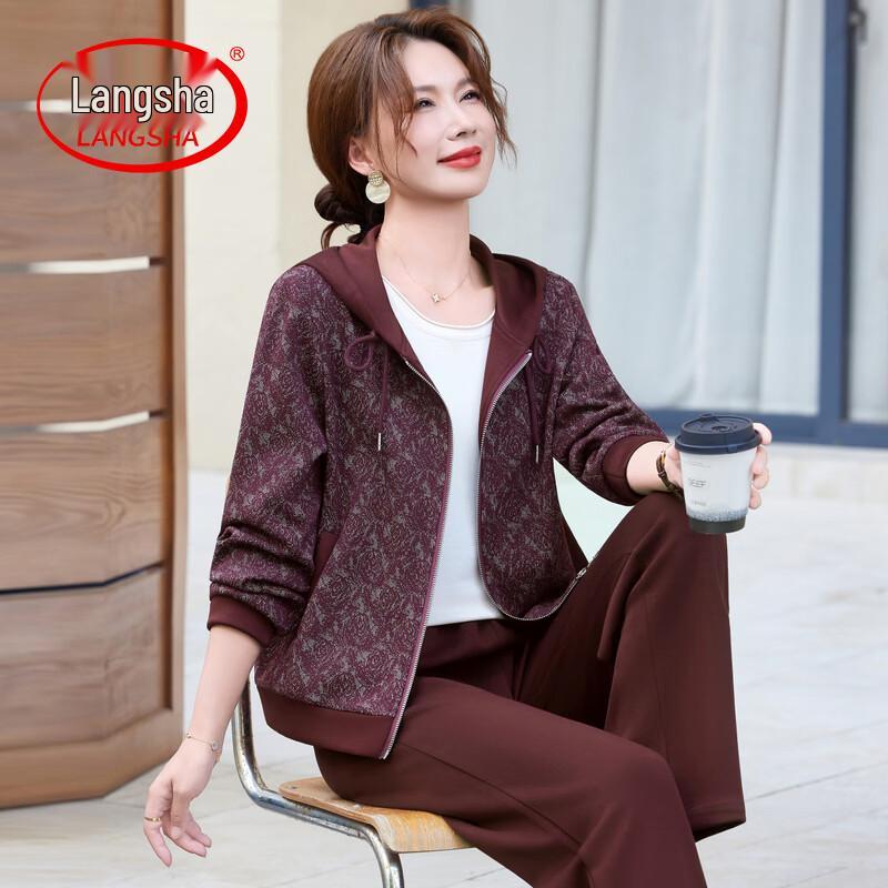 LangSha Women s Casual Hooded Sport Suit 2XL