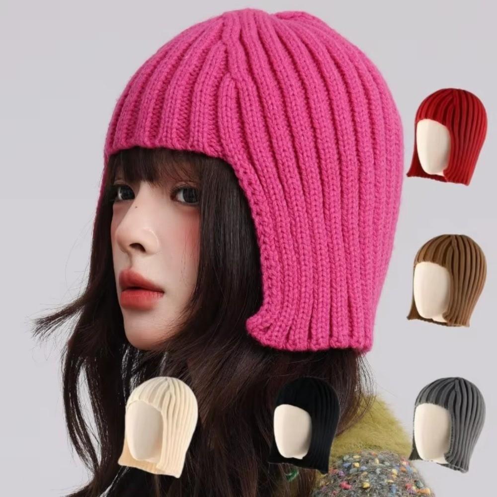 New Ear Protection Winter Beanie Hat Solid Color Breathable Knit Hat Warm Headwrap Hat Autumn Winter