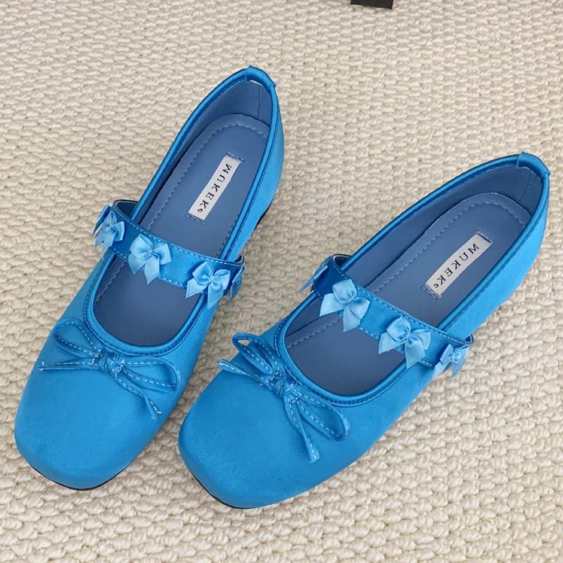 Fashion Fashion Shallow Bow Flat Sandals Women Higher Quality Satin Round Toe Designer Mary Jane Shoes Women Soft Sole Dress Ballet Shoe
