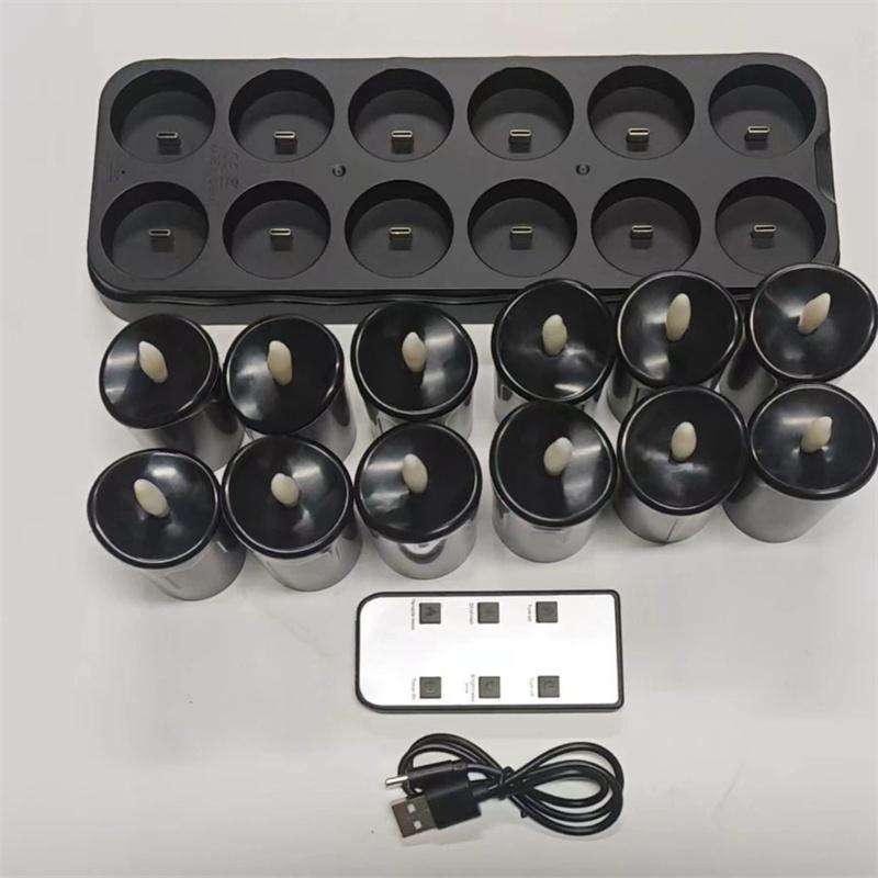 12pcs Rechargeable LED Candles with Remote Control LED Lamp Flameless Christmas Valentine Wedding Church Home Table Decoration