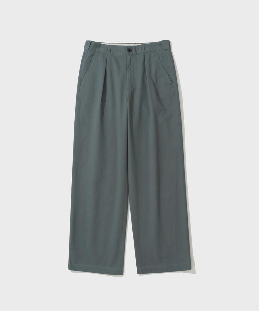 SHIRTER Cotton Drill Wide Chino Pants (Slate Blue)