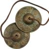 DANNY LIB Tingsha Bells, Vintage Bronze, Blue-Green, Eight Treasures Auspicious Design, for Purification, Yoga, Meditation, Sound, Rama Cymbal, Tibeta