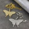 Hip Hop Neuer Zirkonia Schmetterling Anhänger Mode Silber Schmetterling Anhänger Pullover Kette