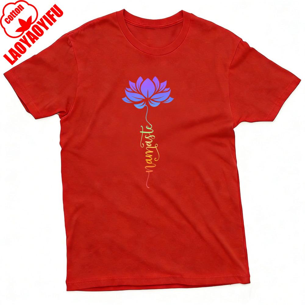 Lotus Flower Namaste Summer Men TShirt Yoga Style Casual Wear for Yoga Clothes Casual Oneck T Shirit Aesthetic Shirt