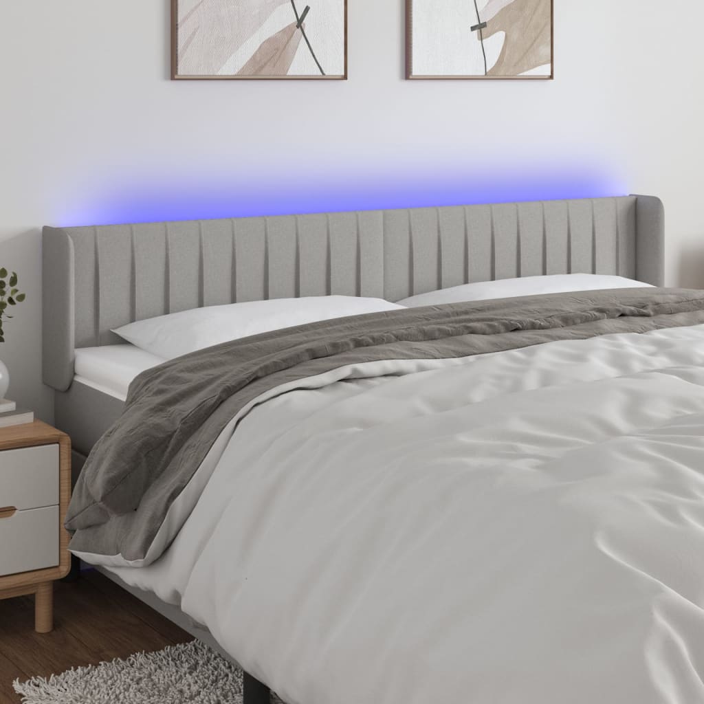 Vidaxl Zagłówek Do Łóżka Z Led, Jasnoszary, 163X16X78/88 Cm, Tkanina