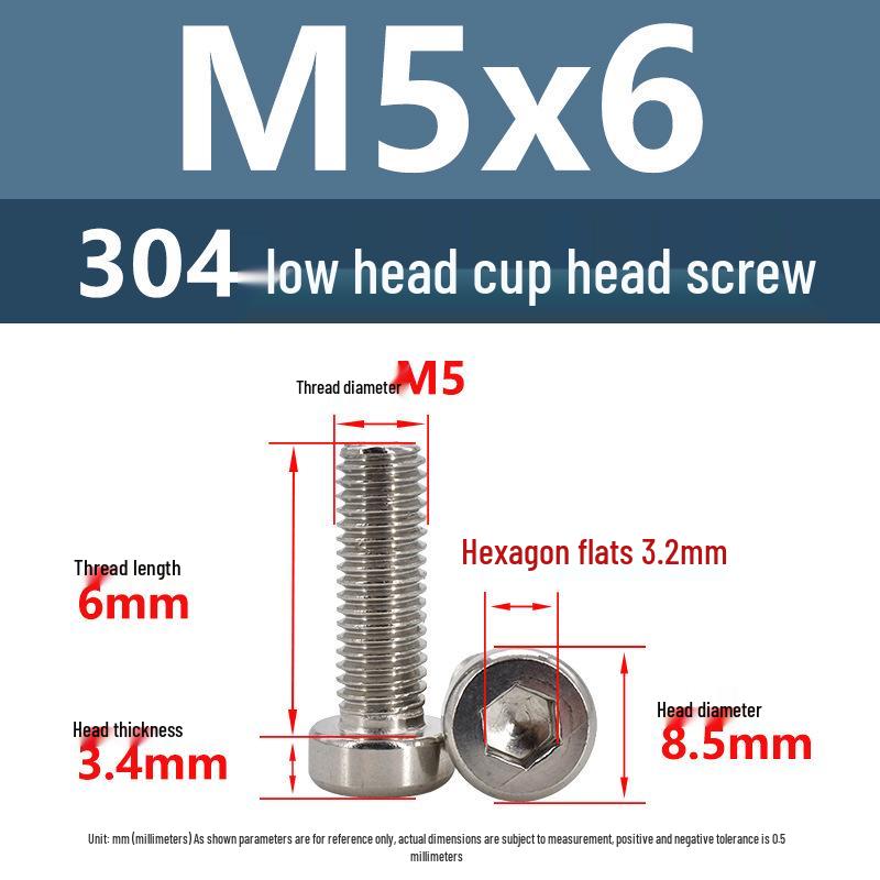 304 Edelstahl Flachkopf Innensechskant Maschinenschrauben M3-M10