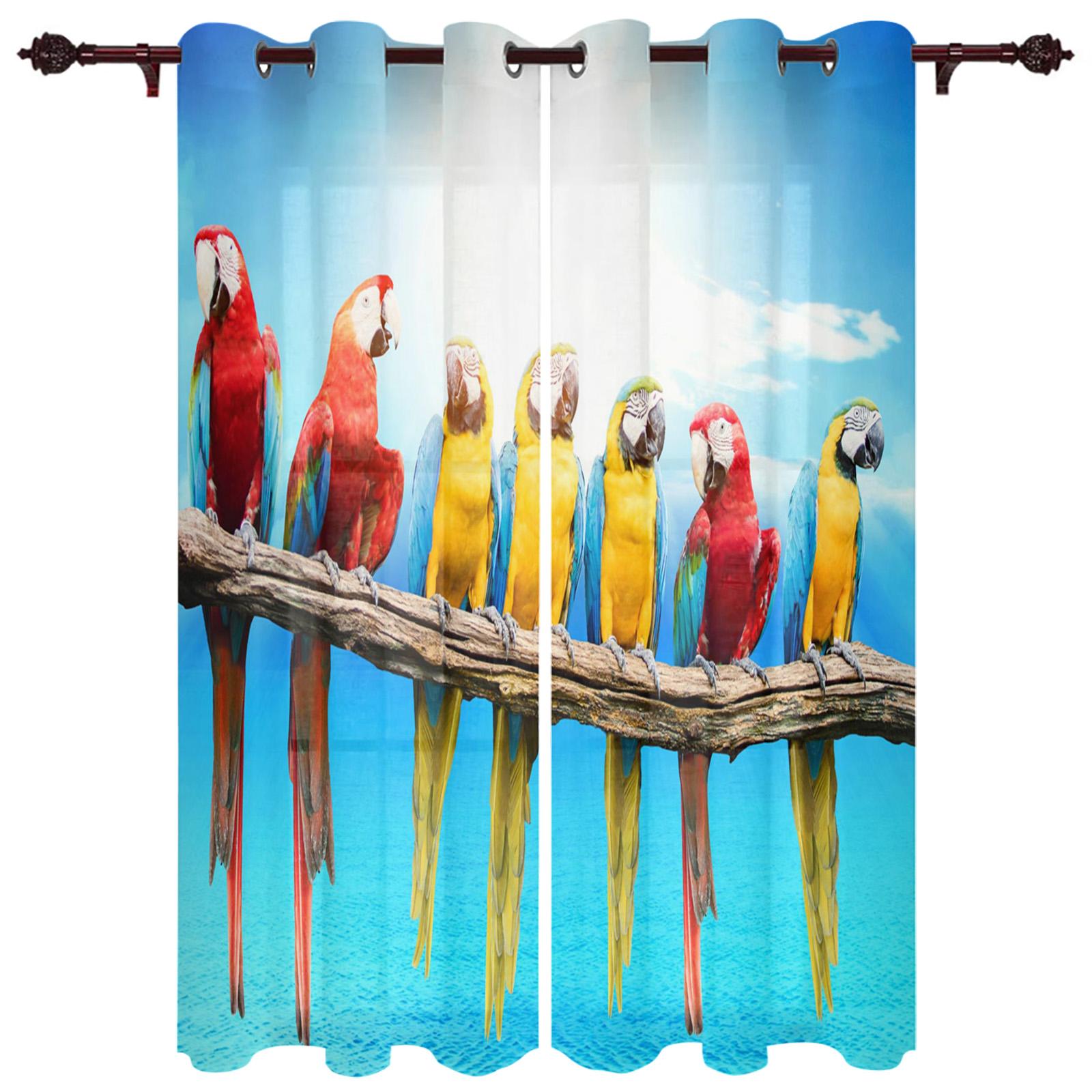 Цветные попугаи оконные шторы живописные шторы для гостиной декоративные элементы — фото 7