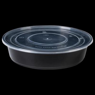 Disposable Plastic Round Food Container with Flat Lid