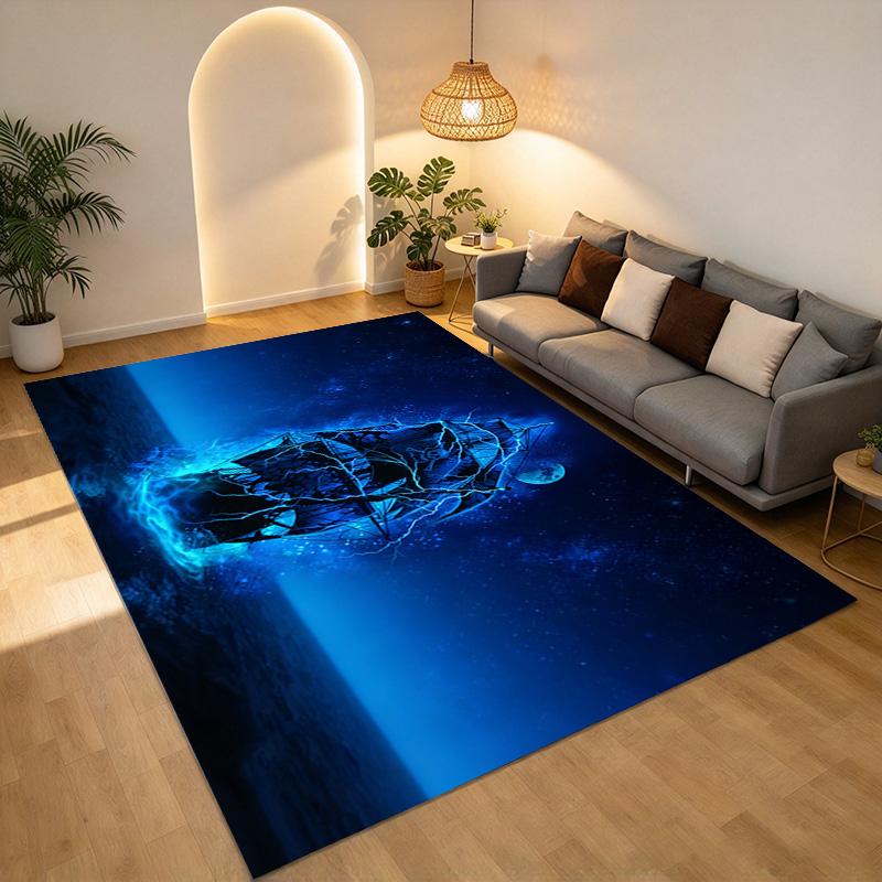 Blue Ship Living Room Nonslip Area Rug Soft Carpet For Bedroom Game Playroom Sofa Office Home Decor Doormat Christmas Gift C929121