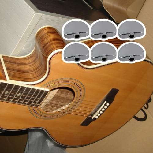 Yibuy 6-Pack Silver Alloy Guitar Machine Head Buttons, Easy to Install Tuning Pegs, Rust-Resistant and Durable
