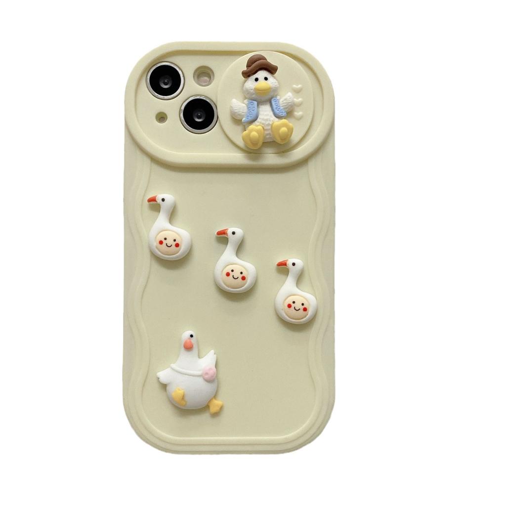 Wavy Push Windows Suitable for Apple 15 Sliding Windows DIY Duck Soft Shell IPhoneX/16 14 Soft Shell Mobile Phone Case
