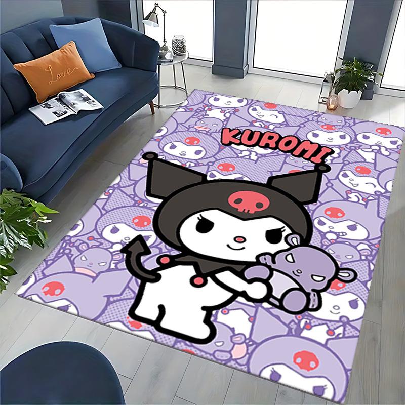 Kuromi Anime Cartoon Design Chair Mat Non-Slip Carpet for Office Home Decoration Living Room Bedroom Game Room Dormitory.E090