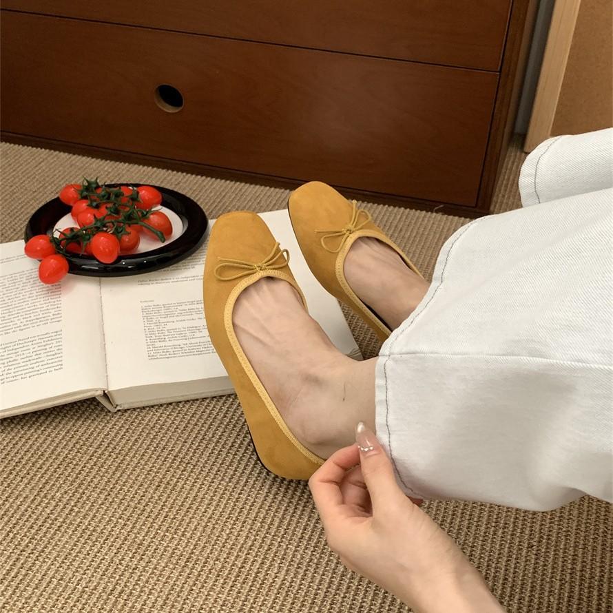 French Retro Inner Ballet Shoes Women's 2025 Spring and Summer Bow Shallow Mouth Flat Sole Single Shoes Soft Sole Grandma Shoes