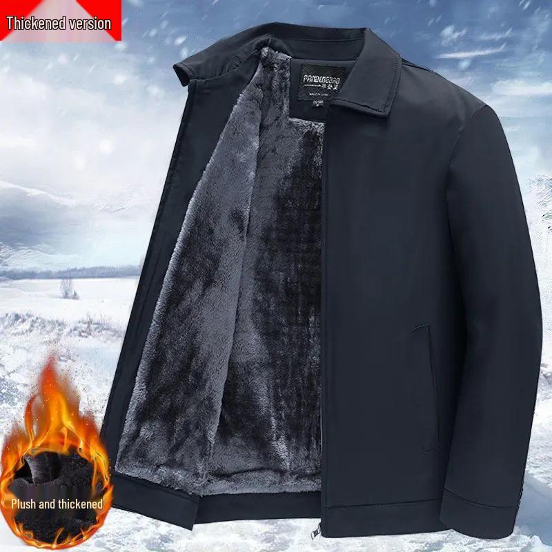 Men's Plus Velvet Jacket for Middle-aged & Elderly - Thick Winter Coat for Dad & Grandfather