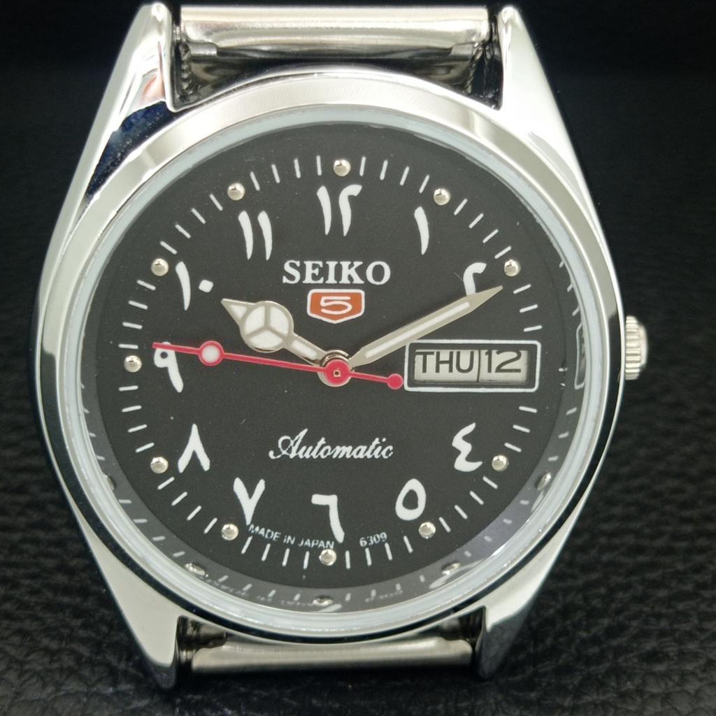 AUTOMATIC VINTAGE REFURBISHED SEIKO 5 6309A JAPAN MENS BLACK WATCH a442419-1