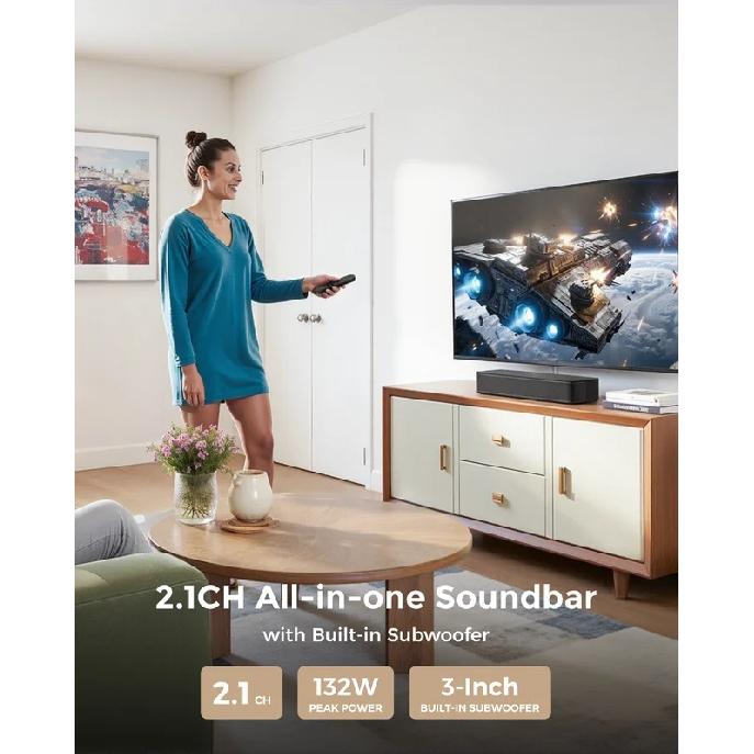 ULTIMEA 120W 2.1ch Compact Soundbar for TV, 3-Inch Built-in Subwoofer, Bluetooth 5.3 TV Sound Bar Speakers