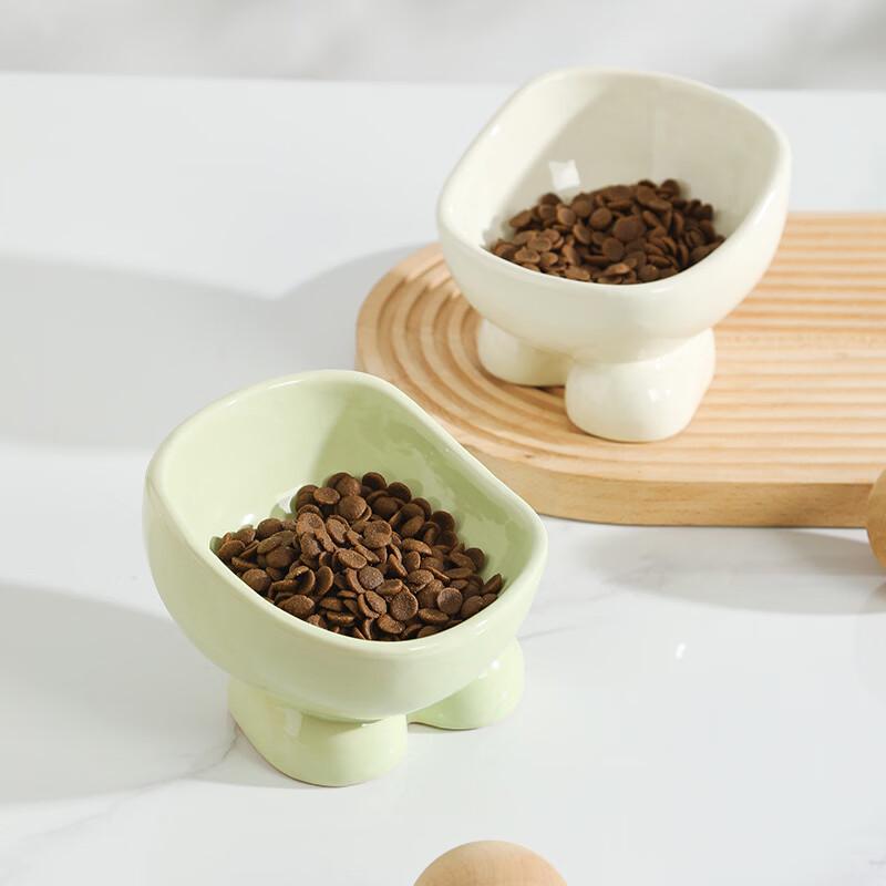 RuHan Elevated Ceramic Pet Bowl - Paw Print