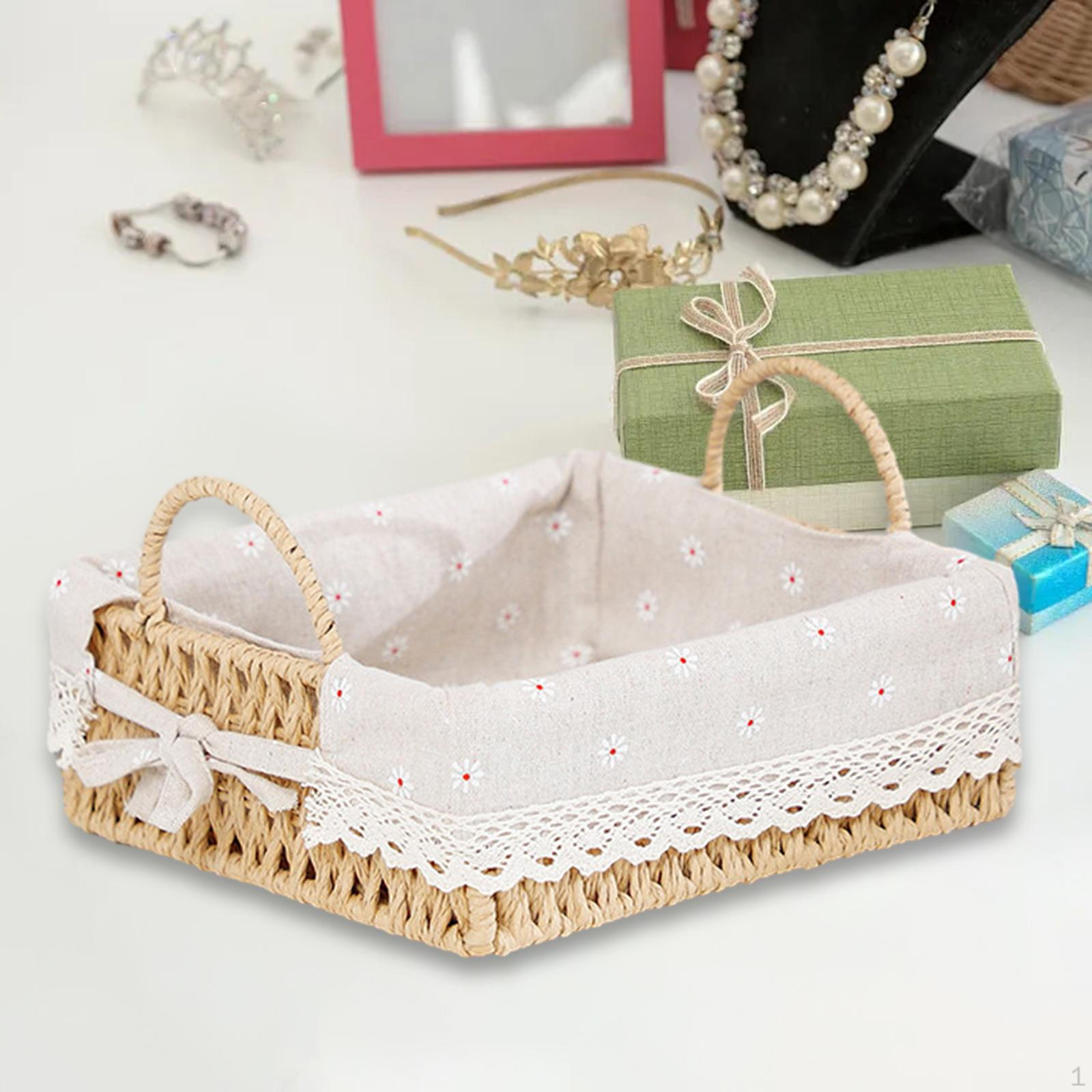 

Корзина для хранения ручной работы Косметическая коробка Ручная работа Многоцелевая сервировочная настольная мелочь Square L