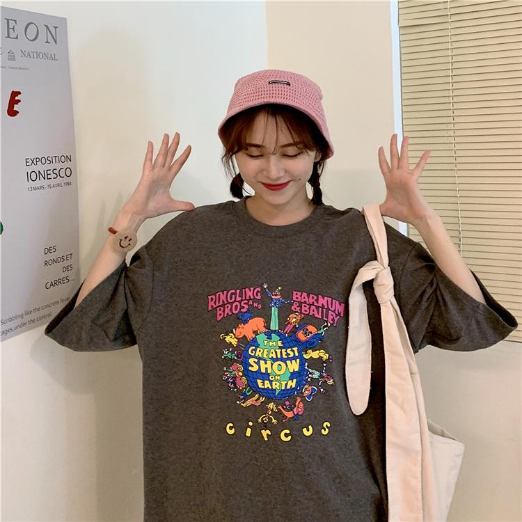 

Орт Све 00% Чистый Хлопок Летняя Прохладная Мультяшная Fiti Принт Свободная Женская Футболка Уличный Панк Круглый Вырез Повседневная Мода 3XL